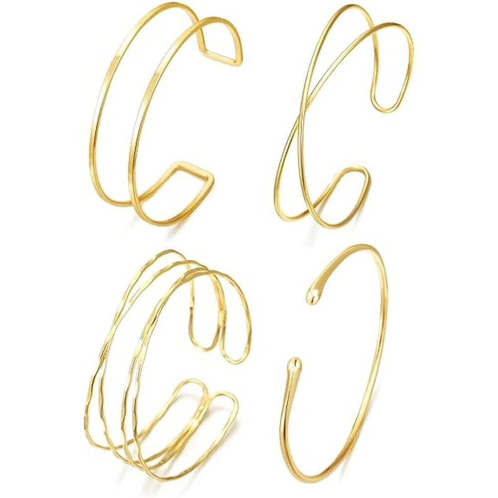 Gold Arm Cuff Bracelet Women Summer Beach Stacked Jewelry Stylish
